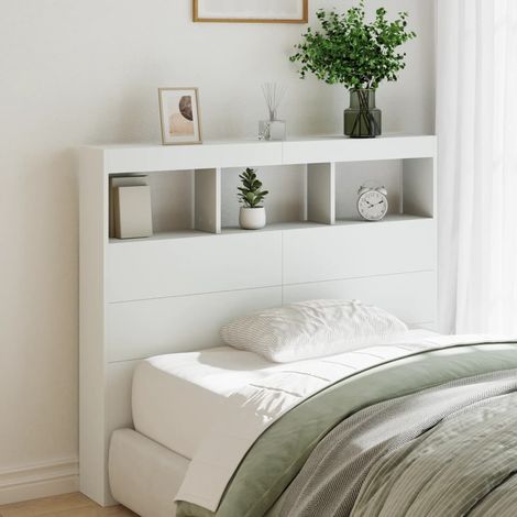 Vidaxl – Tête de lit avec armoire et LED RGB – Bois d'ingénierie – Dimensions 120x17x102 cm – Grand espace de rangement – Support dorsal confortable