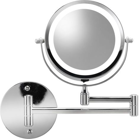 Croydex Extendable Illuminated Magnifying Cosmetic Mirror, Wall Mounted Chrome (1/3)