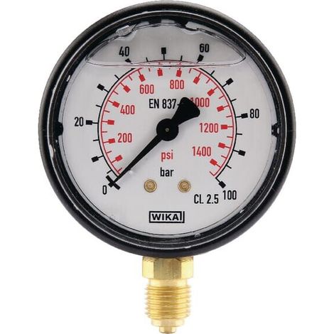 Man贸metro di谩metro 63 0-100 bar 1/4" inferior WIKA MA63100L04PLGF