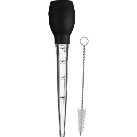 Interiors By Premier Black Silicone Baster with Cleaning Brush,Dishwasher Safe Dropper With Removable Bulb,Basting Tool For Meats (1/2)