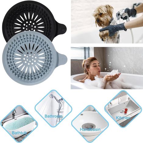 1Pcs Silicone Attrape Cheveux Douche avec Ventouse, Protection de Drain Filtre Evier, Universel Filtre à Cheveux pour Salle de Bain, (Bleu ) (1/4)