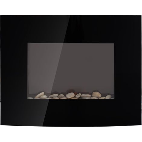 Chimenea eléctrica con calefactor, efecto de llama 3D, 7 colores de llama, 900/1800 W, chimenea mural con temporizador, chimenea decorativa con mando a distancia, color negro, 65 cm (1/5)