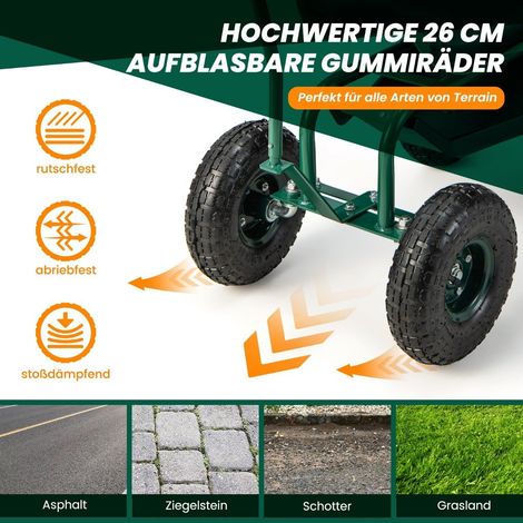Rollsitz mit rollen 360 drehbar hohenverstellbar mobiler gartensitz 90 x 59 x 106 cm grun