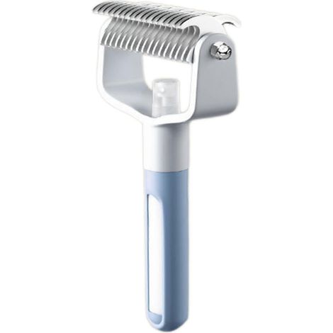 Brosse de toilettage professionnelle pour sous-poil d'animaux - Conception double face réduisant la perte de poils chez les chiens et les chats - Bleu ciel (1/5)