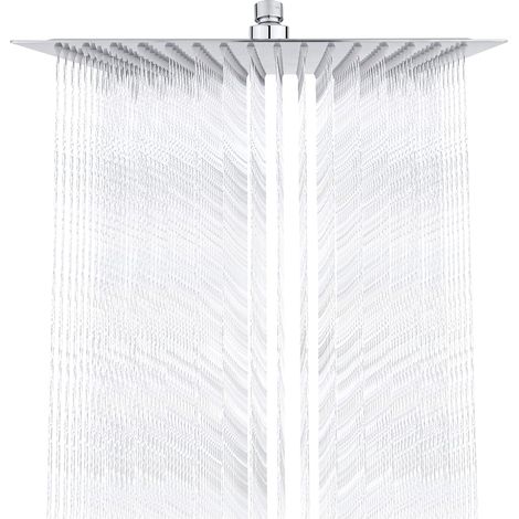 Tete de Douche Inox - Economie d'Eau, Pommeau Carré 30CM, Tete Pluie Universelle Filetage 1/2 Pouce, Rotatif 360°, Inclinable 30°, Facile à Installer et à Nettoyer