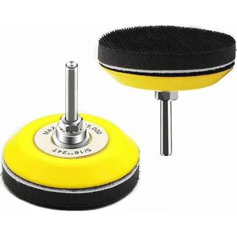 Lot de 2 patins de ponçage auto-agrippants de 7,6 cm pour disques de ponçage avec tige de 6, mm pour perceuse Cisea (1/5)