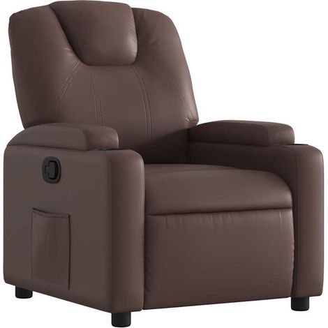 Chaise longue en cuir synthétique marron – Canapé relax réclinable avec repose-pieds, design élégant et confort maximal pour salon ou chambre (1/5)
