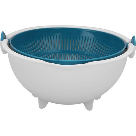 Filtre À Égoutter Détachable - Passoire En Plastique - Double Couche Pour Laver Fruits Et Légumes - 20 cm - 1 Pièce (1/5)