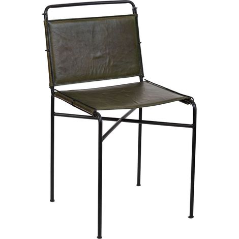 Silla de metal y cuero marrón 48x46x89 (1/5)