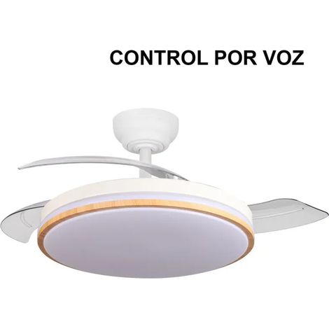 Ventilador Dc Parlatore 60w Blanco/haya 3aspas Control x Voz 107d 6980lm 3col. C/remoto+reg.intensidad+temporizador+memoria