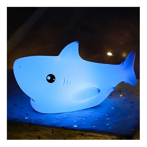 Cute Shark Night Light for Children, 7 Colours Night Light Shark Baby Bedside Lamp, Children's Room Decoration Night Lamp Silicone for Kindergarten, Gifts for Baby Girls and Boys (1/5)