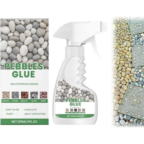 Colle pour Pierre,Colle pour Pierre Transparente,Colles Marbre,Colles à Galets à Base D'eau,Liant pour Gravier pour ExtéRieur,Colless Cailloux Jardin Exterieur,120ml (1/5)