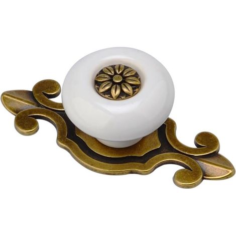Poignées d'armoire, 10 pièces design antique blanc vieil or boutons de meubles en porcelaine poignées bouton bouton de meuble bouton de meuble poignée de meuble (1/4)