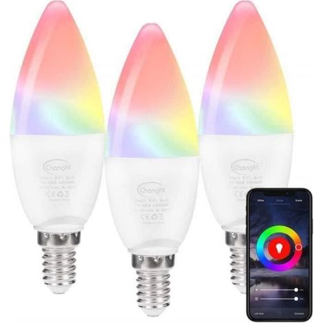 Ampoule LED Intelligente E14 WiFi, APP et Commande Vocale, 3PCS Ampoule E14 Couleur Ajustable RGB, Compatible Alexa / Google (1/4)