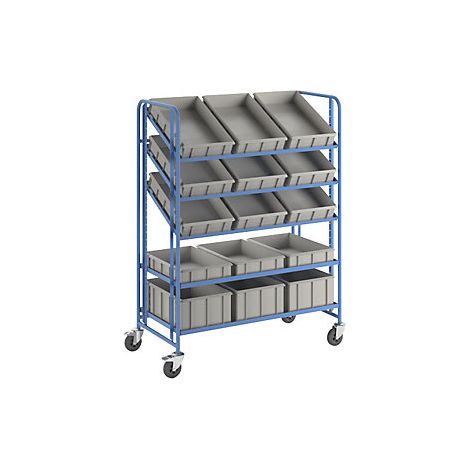 eurokraft pro  Carrello a ripiani con cassette Euro  con 15