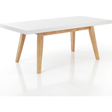 Tavolo allungabile effetto legno laccato bianco cm. H.78xP.85xL.180 (1/3)