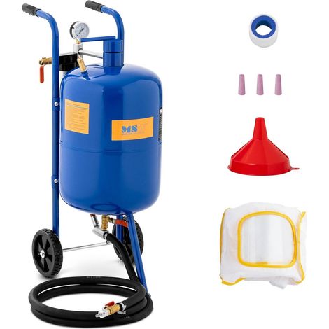 MSW – Sableuse pneumatique mobile à siphon 40 l – Pression 60-125 psi – Débit 6-25 CFM – Manomètre et régulateur de pression inclus (1/5)