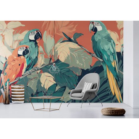 Papier peint animaux perroquets tropicaux 1 - 150 x 250 cm (1/2)