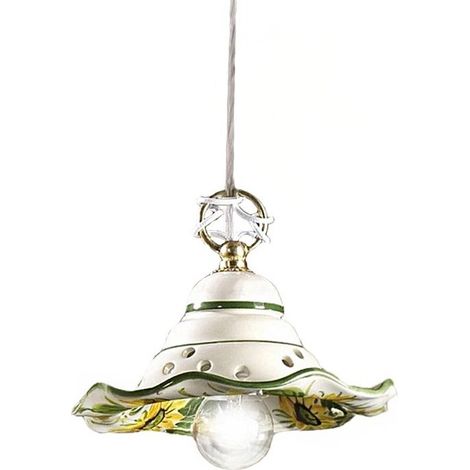 Lampadario ceramica lampadari bartalini 2217.4 e27 led 18cm piatto girasole artigianale