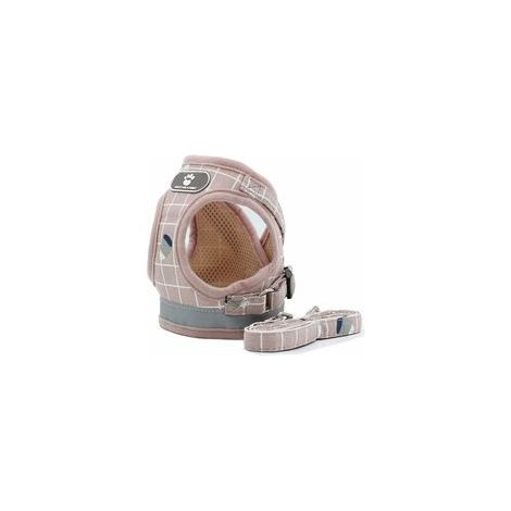 Harnais gilet rembourré réfléchissant pour petit chien, respirant, laisse incluse, MZ083, rose, taille L – (1/5)