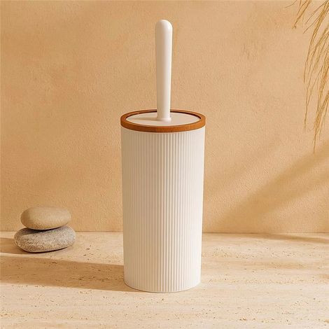 Exagonshop Portascopino a pavimento in plastica bianco London
