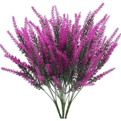 4pcs Bouquet Fleurs Artificielles Violettes Deco 5 Branches Fleurs de Lavande Artificielles Arbustes 38cm Fausse Plante Plastique pour Jardinières Balcon Cimetière Mariage Maison Noel (1/5)