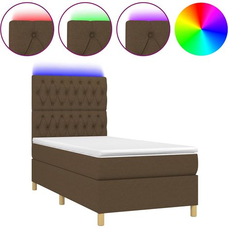 Maison Exclusive - Boxspringbett mit Matratze & LED Dunkelbraun 8 (1/5)