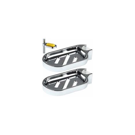 Portasapone da doccia, set di 2 portasapone per asta doccia, bello ed elegante, portasapone regolabile per asta doccia, cucina, bagno, 25 mm, argento (1/5)