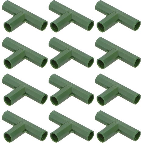 12 Pièces 16mm Connecteurs de Construction de Cadre de Serre, Raccord de Tuyau Plat 3 Voies pour Treillis de Raisin/Abri Pare-Soleil, Accessoires de Serre [Vert] (1/5)