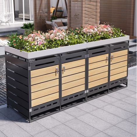 Armario exterior cubos basura 4 puertas hierro OKMYHOME (1/5)
