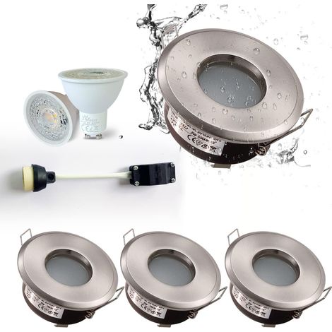 4XSweier Spot LED Encastré étanche IP65, 5W 6000K blanc froid pour salle de bain et cuisine (incl. Douille GU10) Spot Encastrable LED,Non-dimmable (1/5)