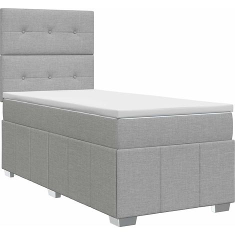 Cama box spring con colchón Gris Claro Individual Tela vidaXL (1/5)