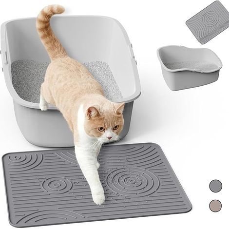 Silicone Cat Litter Mat, 40 x 30 cm, Grey, Small (1/5)