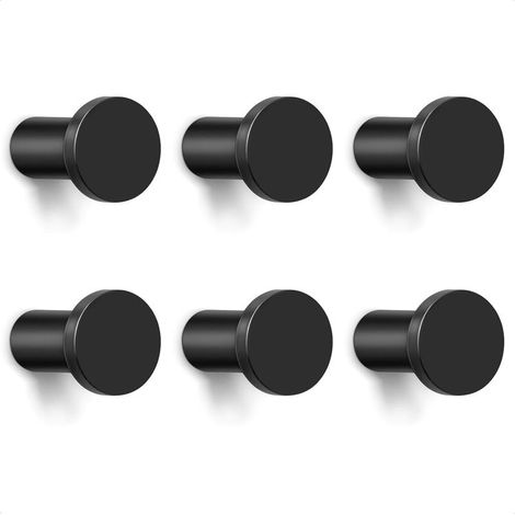 6 Pièces Crochet Manteau Mural Noir, Minimaliste Robuste Patère Murale, Multi Usages Crochet Porte Manteau, Patère Porte Manteau pour Entrée Chambre Salle de Bain vis Inclus (1/5)