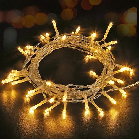 Guirlande Lumineuse - LED Blanc Chaud - Étanche - Pour Intérieur et Extérieur - Fil Transparent - Décoration Arbre de Noël Chambre Salle de Classe Mariage - 10 m 100 Lumières (1/5)