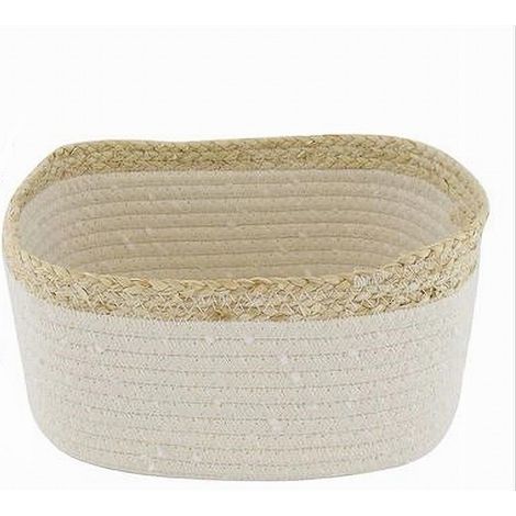 Cleafe - Cestino Porta Biancheria Oggetti In Vimini Intrecciato Bicolore 25x18x13cm 10675 - (1/2)