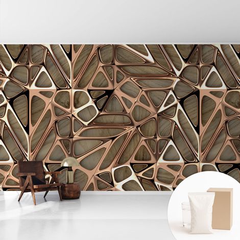 Papier peint intissé avec imprimé installation simple qualité excellente sans désordre - Colle incluse gratuite Motif géométrique 416x254 cm (1/5)