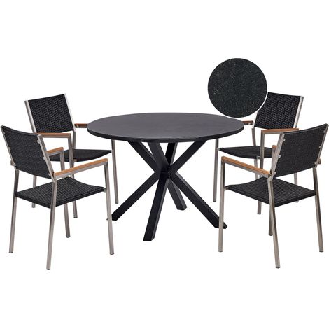 Garden Dining Set 4 Seater MALETTO/GROSSETO PE Rattan Black (1/5)
