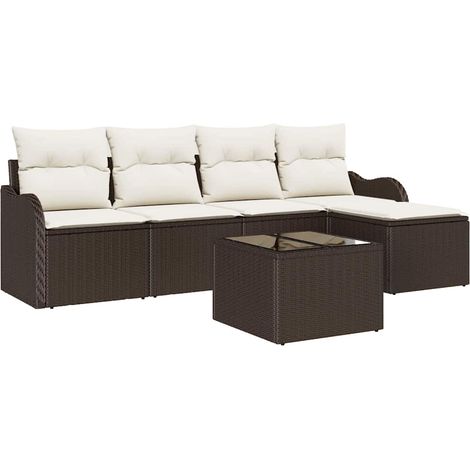 Garden Sofa Set Brown Poly Rattan vidaXL