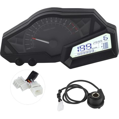 Bnineteenteam Motorrad-LCD-Kilometerzähler-Halterung, Motorrad-Kilometerzähler, Geschwindigkeits- und Kraftstoffanzeige 15000 U/min für 300.