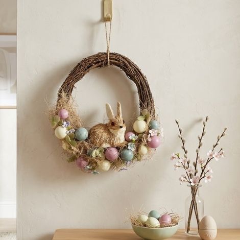 Springtime Straw Bunny Easter Wreath (1/2)