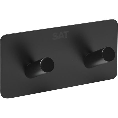 Swiss Aqua Technologies Gancho doble adhesivo de pared en acero inoxidable, negro mate (HACEKNALEP2HMC)