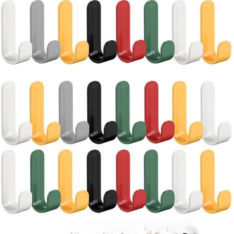 CCYKXA 24 Pieces Colorful Adhesive Hooks 56 x 16 mm, Wall Coat Rack No Drilling, Wall Adhesive Hooks, Suitable for Kitchen, Bedroom and Bathroom