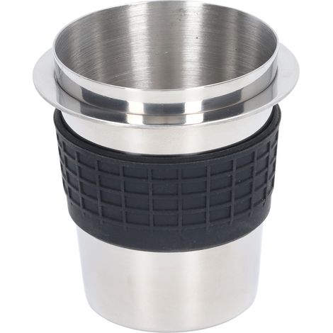 Doseur à café en acier inoxydable de 58 mm avec poignée pour machine à café et anneau en silicone. Couleur acier inoxydable. (1/5)