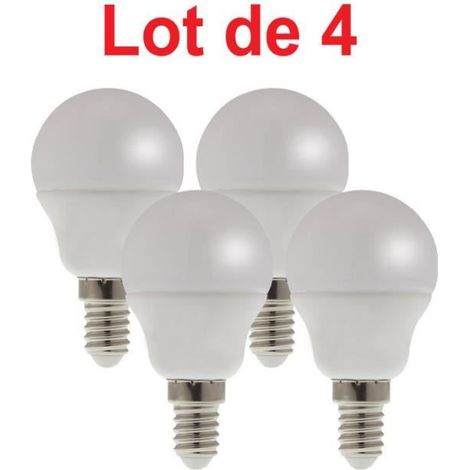 Lot de 4 Ampoules LED Mini-sphérique 5W 470Lm E14 3000K blanc chaud