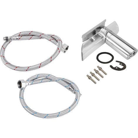 Rubinetto a cascata per lavabo in vetro cromato, miscelatore per lavabo per casa, bagno, ristorante, cucina e mobili (2 pezzi).