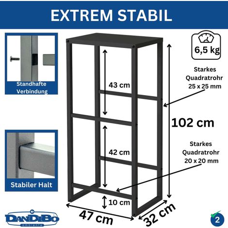 DanDiBo Getränkekistenregal 2 Kisten mit Ablage Schmal Metall Stehend 96541 Getränkekistenhalter 100 cm Getränkekistenständer Flaschenkistenregal