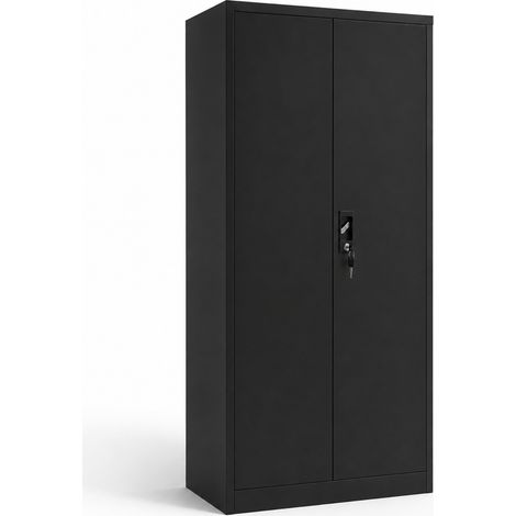 Schwarzer Metall-Aktenschrank mit Schloss 180x90x40 cm Default Title (1/5)