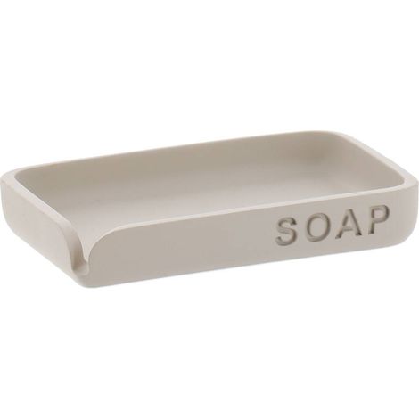 Porte savon en polyresine grave - beige - Tendance