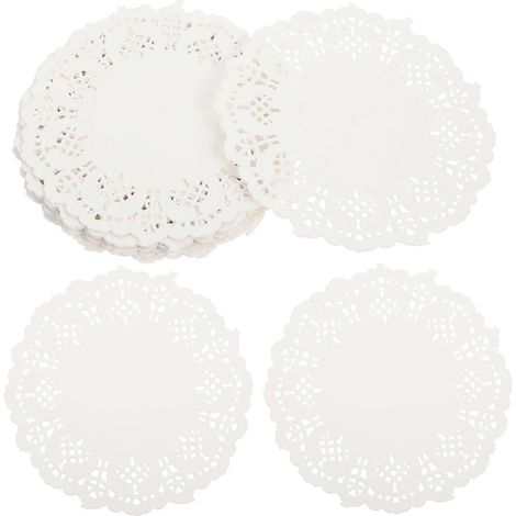 Napperons à gâteaux en papier dentelle blanc absorbant l'huile, 100 pièces (1/5)
